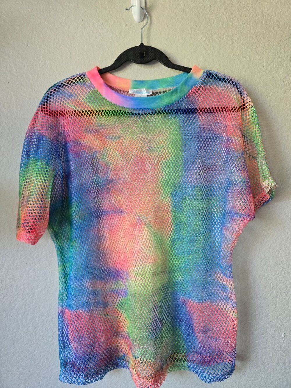 Rainbow Tie Dye Mesh Top Sheer